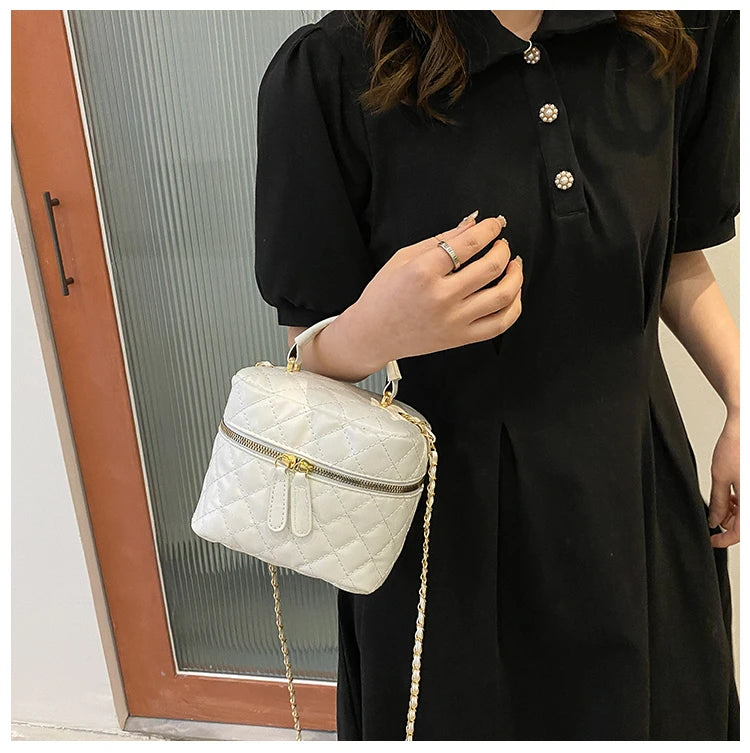 Trendy  Buet Handbag Women's Crossbody Versatile High-End Feel PU Leather Soft Surface Zipper Closure Casual Sle