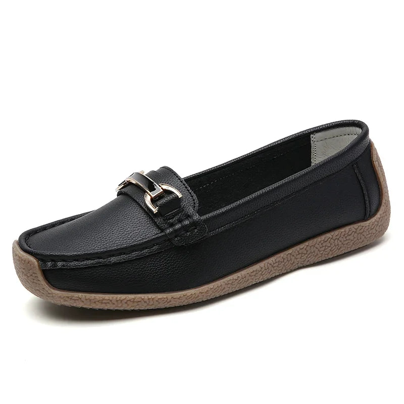 New Summer Sandals For Women100% Genuine Leather Single Shoes, Large-Sized Fashionable Casual Women'S Shoes, Loafers Flat Shoes