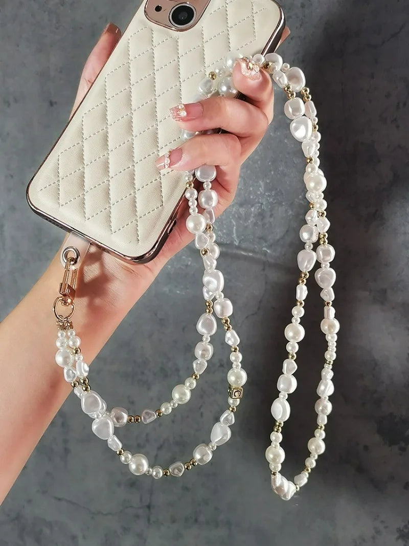 Pearl Crossbody Lanyard Women's Ins Outdoor Travel Mountain Climbing Fashion Back Chain Mobile Phone Lanyard Xiaoxiangfeng