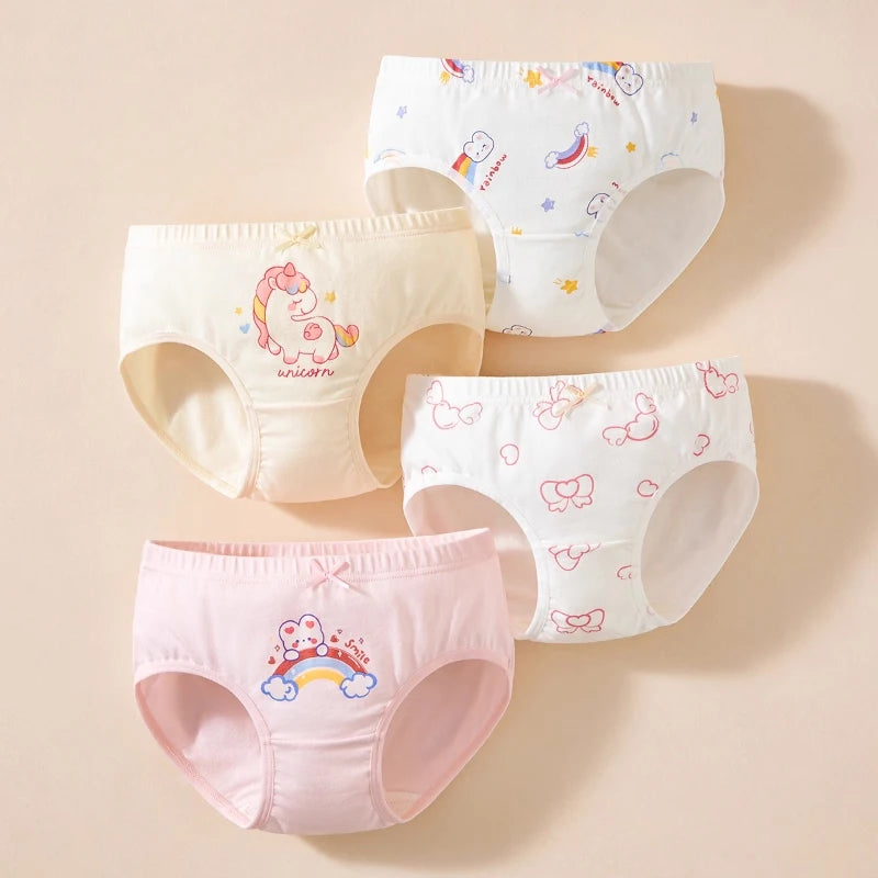 4Pcs/Lot Childen Girls Underwear Cartoon Cute Panties For Girl Cotton Toddlers Kids Breathable 1-14 Years Girls Briefs