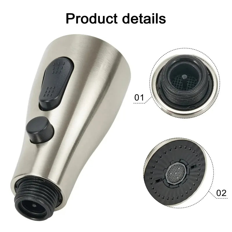 For 1/2" Connection Kitchen Pull Out Faucet Sprayer Nozzle 3 Modes ABS Water Saving Bathroom Basin Sink Shower Spray Head