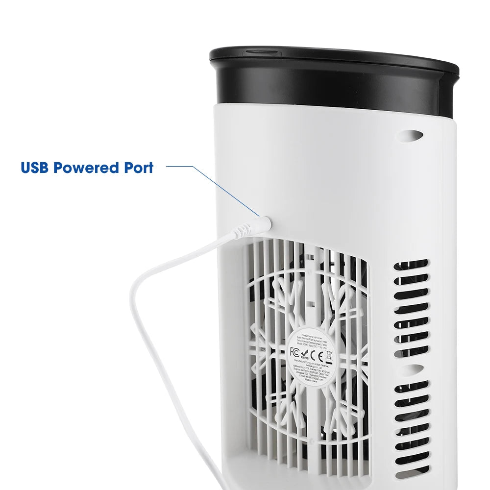 Portable Air Conditioner Fan 6 Speeds Misting Humidifier USB Desktop Cooler LED Display Timer Home Office Personal Summer