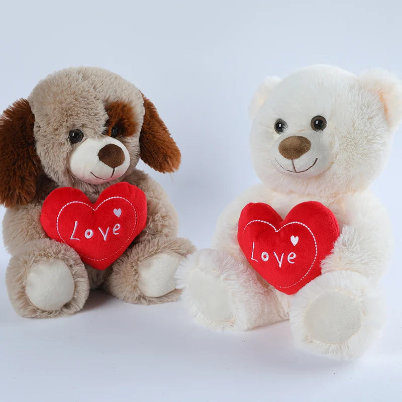 23CM Cute Heart Bear Dog Plush Toys Red Heart Print Love Creative Animal Stuffed Doll For Lovers Valentine's Day Gift