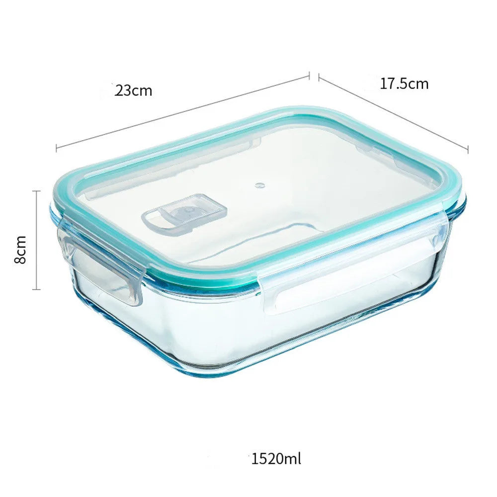 High Borosilicate Glass Lunch Box Microwave Heating Sealed Bento Boxes Refrigerator Freezer Box Fresh-keeping Soup Bowls