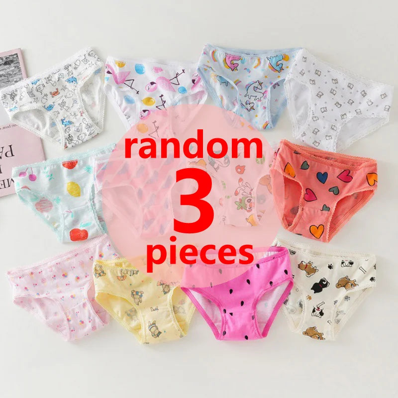 3/6/9/12 Pcs/Lot Cotton Panties Girls Kids Short Briefs Children Underwear Child Cartoon Print Shorts Underpants Lace Panties