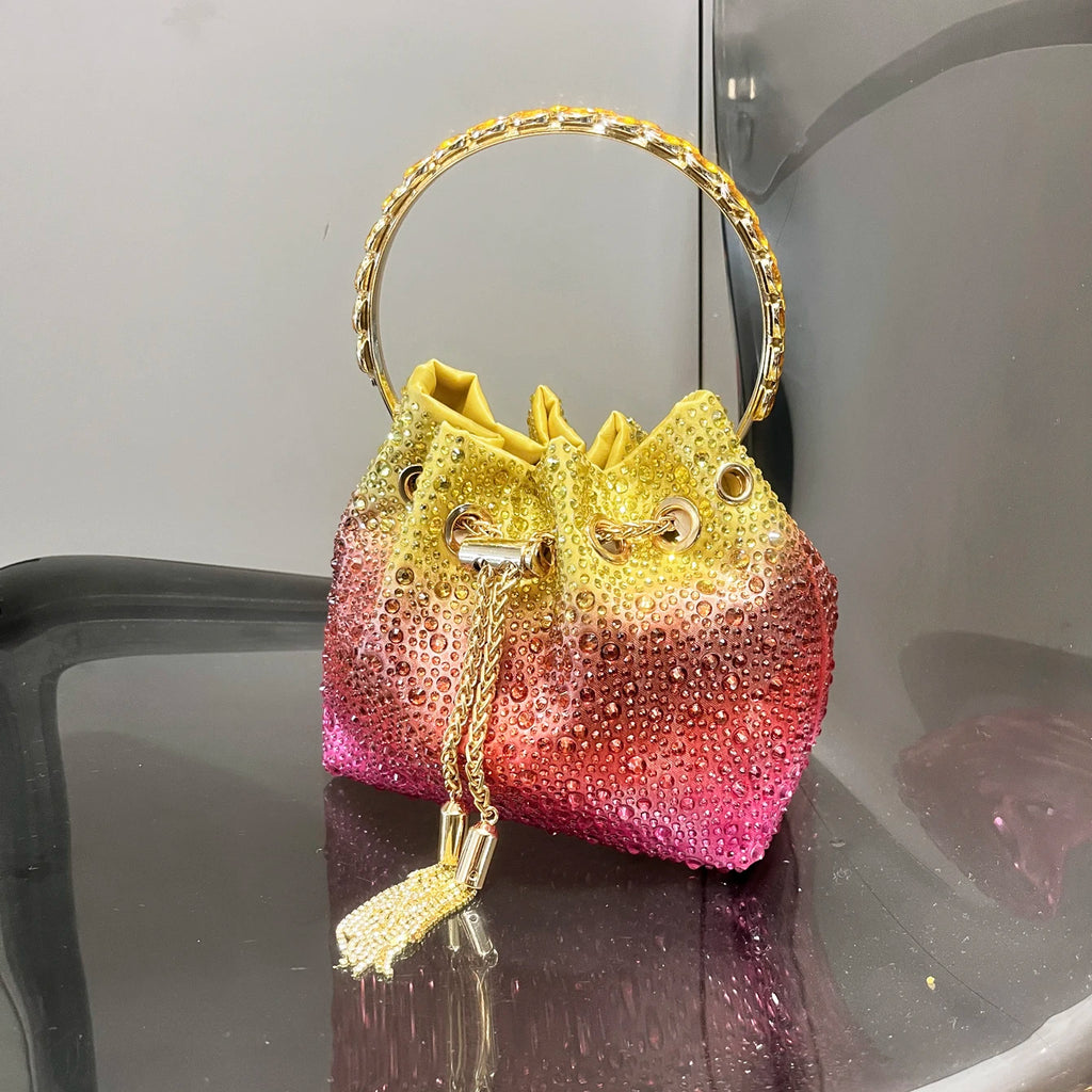 Handle Rhinestones Evening clutch Bag Purses and handbag luxury Designer shoulder bag Shiny Crystal Clutch purse bucket bag