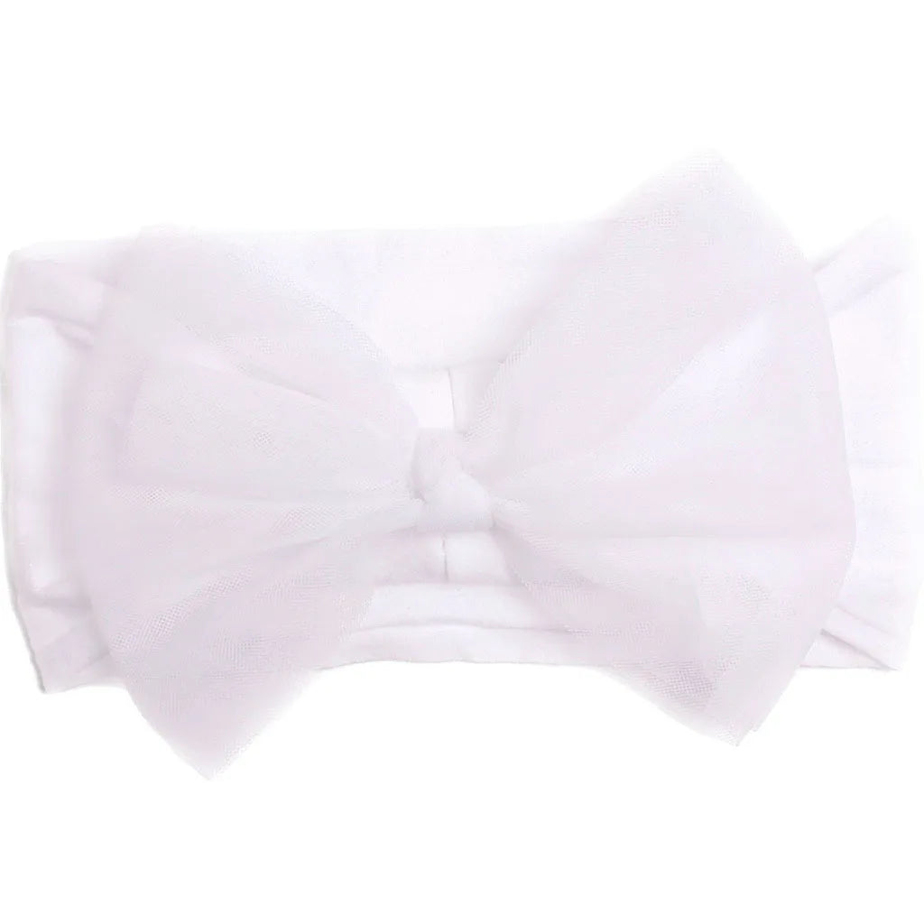 Pudcoco Baby Girls Headbands Soft Tulle Bow Head Wraps Fashion Hairbands for Newborn Infants 0-2T