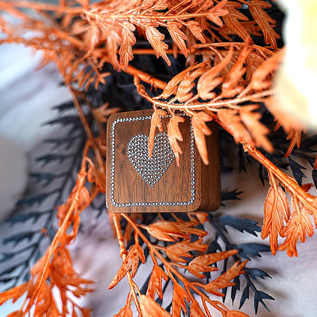 Diamond inlaid jewelry box, walnut solid wood wedding ring box, seeking marriage, diamond ring, Valentine's Day gift,  jewelry