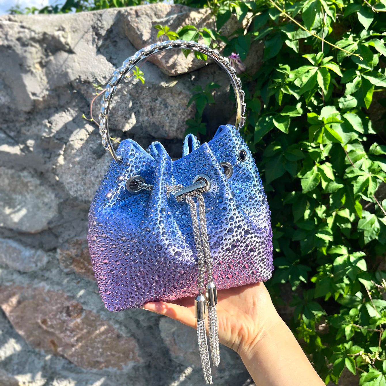 Handle Rhinestones Evening clutch Bag Purses and handbag luxury Designer shoulder bag Shiny Crystal Clutch purse bucket bag