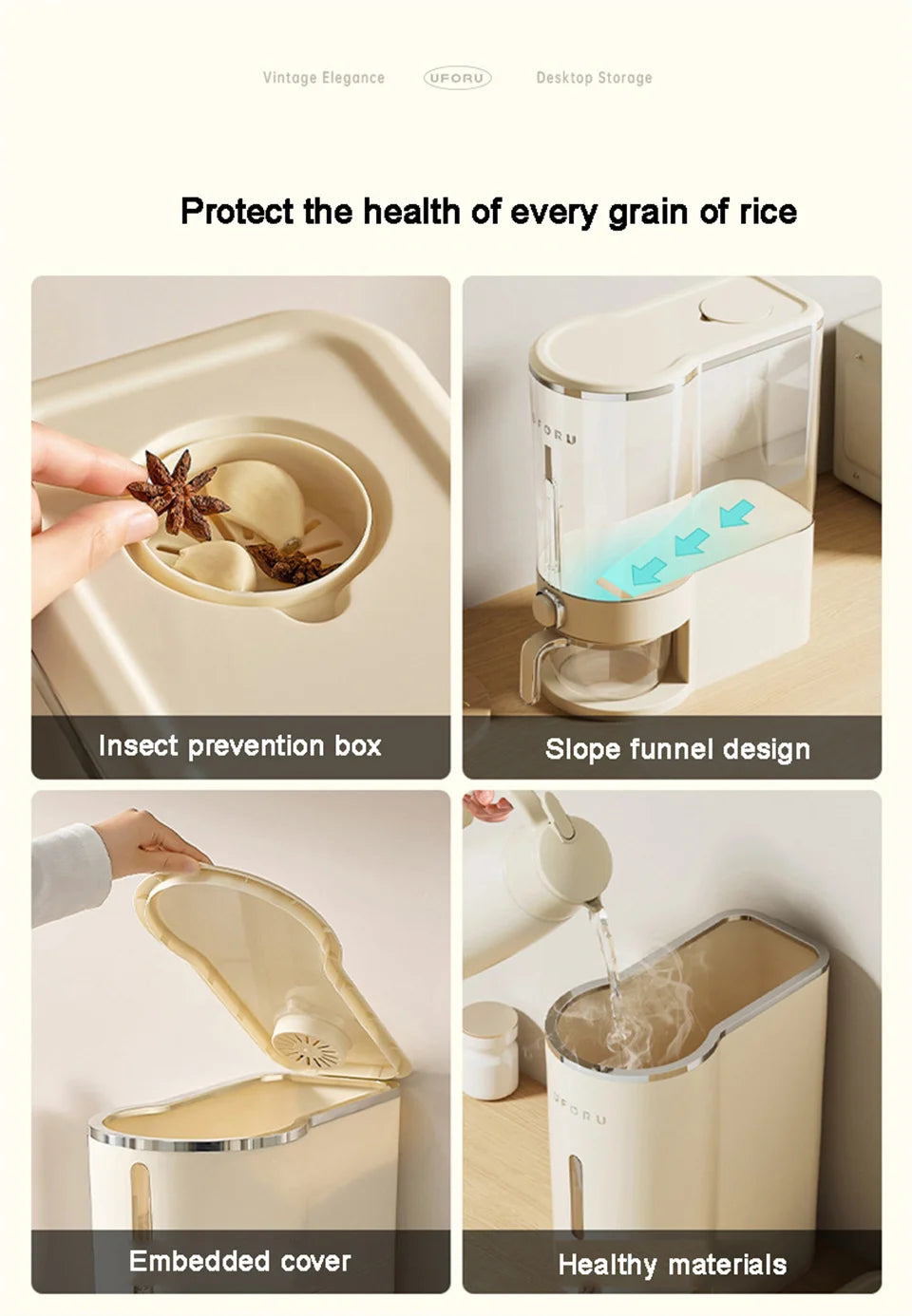 Sealed Rice Bucket Sealed Moisture Proof Rice Dispenser With Cup Grain Powder Boxes Storage Food Cereal Container