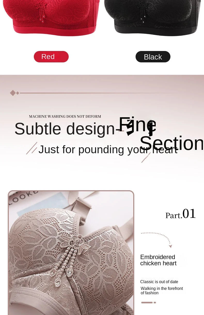 Comfortable Breathable Adjustable Brassiere Thin Section Without Steel Ring Bra Large Breasts Appear Small Side Gathering Bra