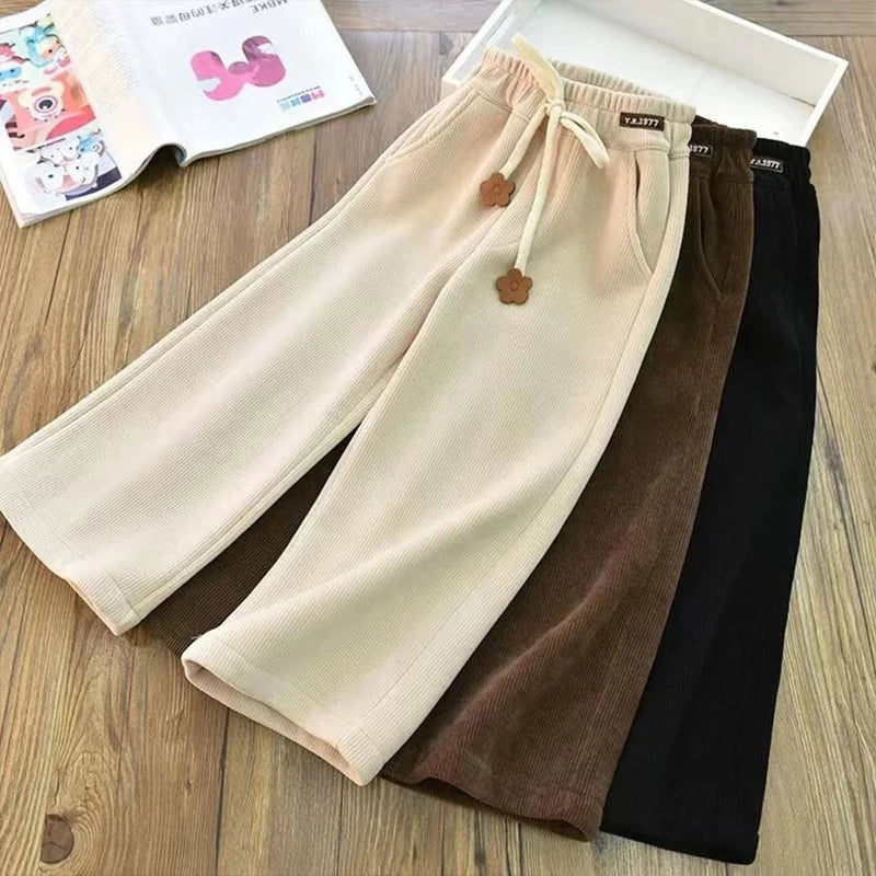 Girls Straight Leg Pants Spring 6-8 Years Old Loose Casual Pants Girls Versatile And Fashionable Pants