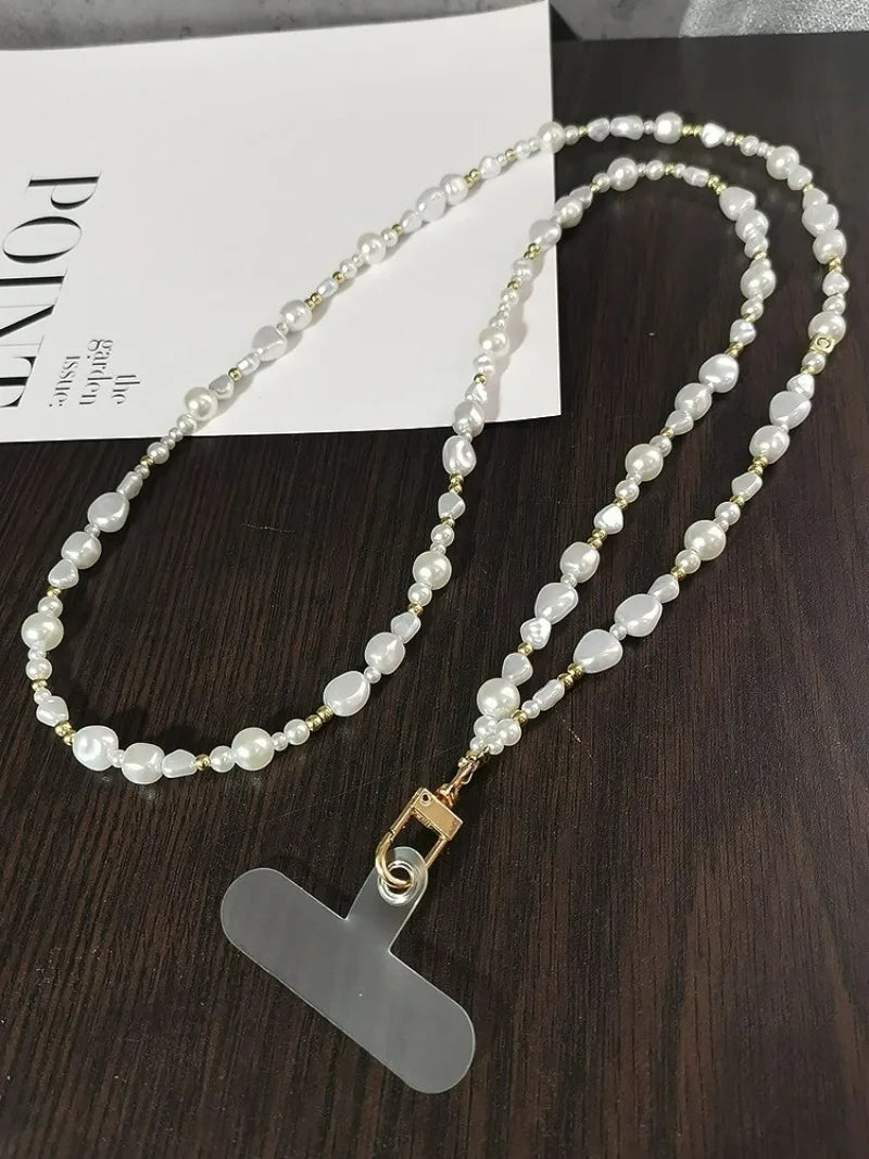 Pearl Crossbody Lanyard Women's Ins Outdoor Travel Mountain Climbing Fashion Back Chain Mobile Phone Lanyard Xiaoxiangfeng