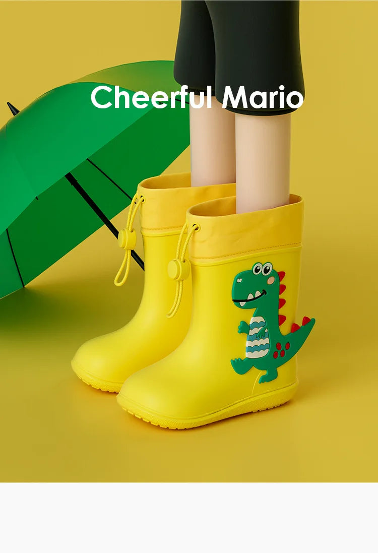 Kids Girl Boy Rain Boots Waterproof Toddler Rainboots Children's Shoes Rubber Boots Kids Baby Cartoon Dinosaur Water Shoes Boots
