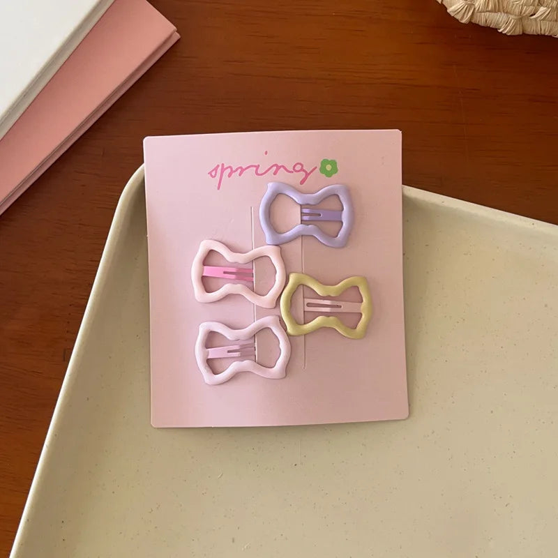4pcs/set Cute Colorful Geometric Mini Hair Clips For Girls Sweet Hair Ornament Hairpins Barrettes Kids Lovely Hair Accessories
