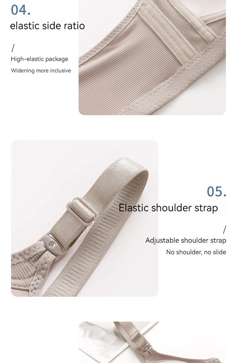 New Front Button Type Sexy Brassiere Anti-sagging Gathered No Steel Ring Ladies Mother Large Size Thin Section Underwear Bra