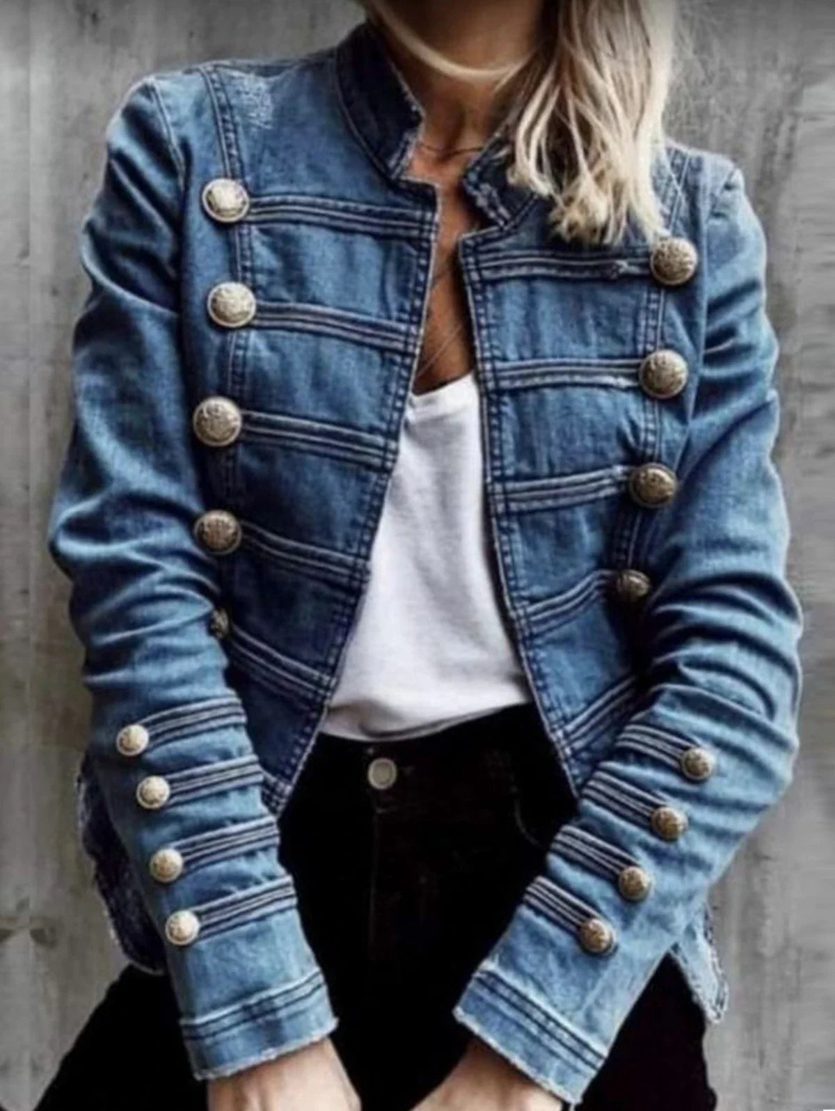 Button Decor Short Denim Slim Jackets Women Wash Long Sleeve Vintage Casual Jean Outerwear Motorcycle Denim Coat 2025