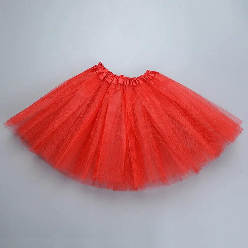 Girl Elastic Ballet Dancewear Tutus Mini Skirt For Birthday Party Dance 3 Layer Tulle Tutu Skirt for Kids Princess 2-8Y Girls