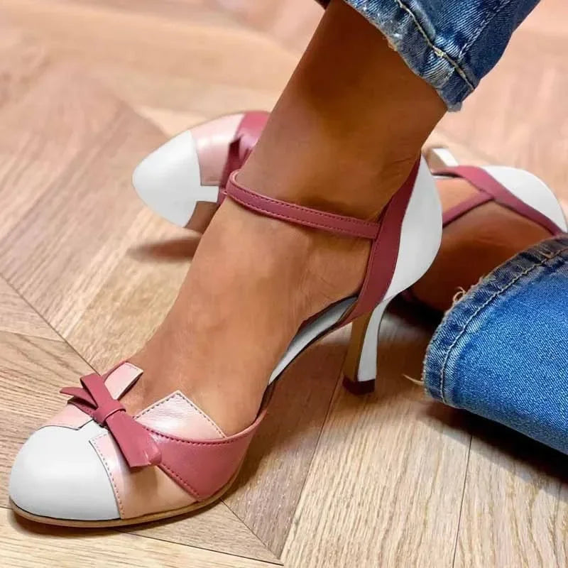 Summer High-heeled Sandals for Women's Fashion Color Blocking Buckle Strap Hollow Sandals Women Shoes Plus Size40-43
