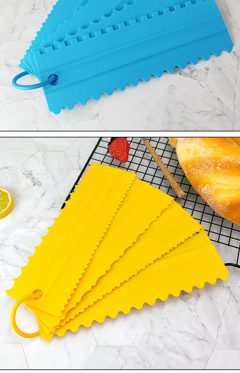 DIY Baking Tools 4pcs/set Cream Scraper PP Cream Smoother Pastry Icing Combs Spatulas Bakery Accessories  Cake Decorating Comb