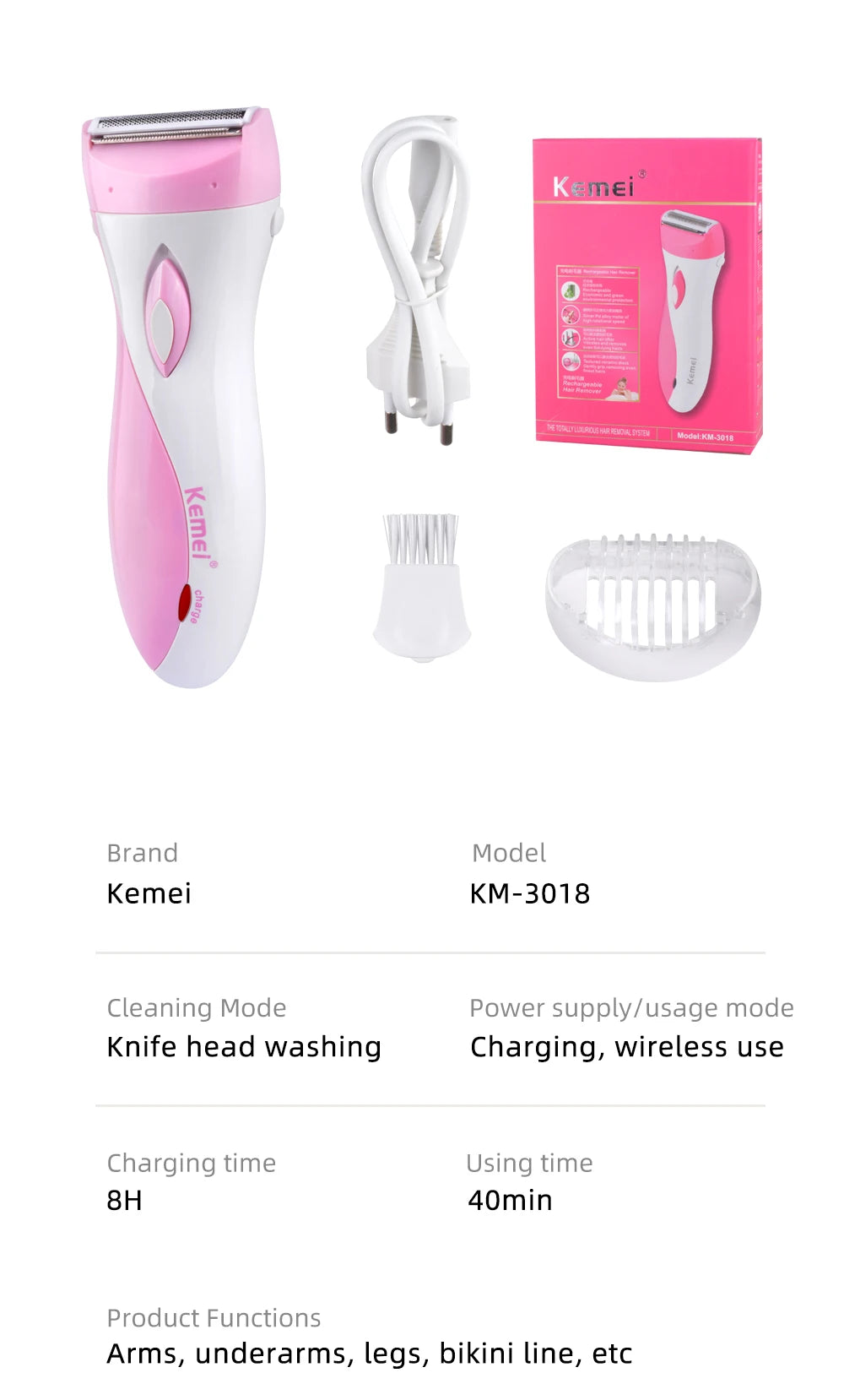 Kemei-3018 Women Shave Wool Device Knife Electric Shaver Wool Epilator Shaving For Lady Shaver Female Care KM-3018 Free Shipping