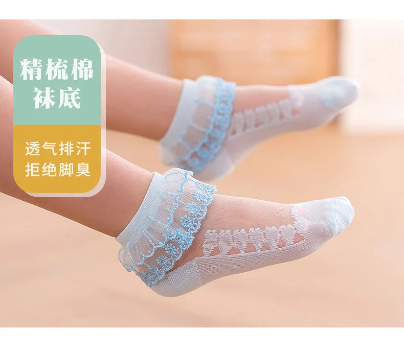 1 Pair Soild Color Thin Lace Mesh Socks for Baby Children Girls Summer Dresses Paired with Princess Socks Baby Clothing