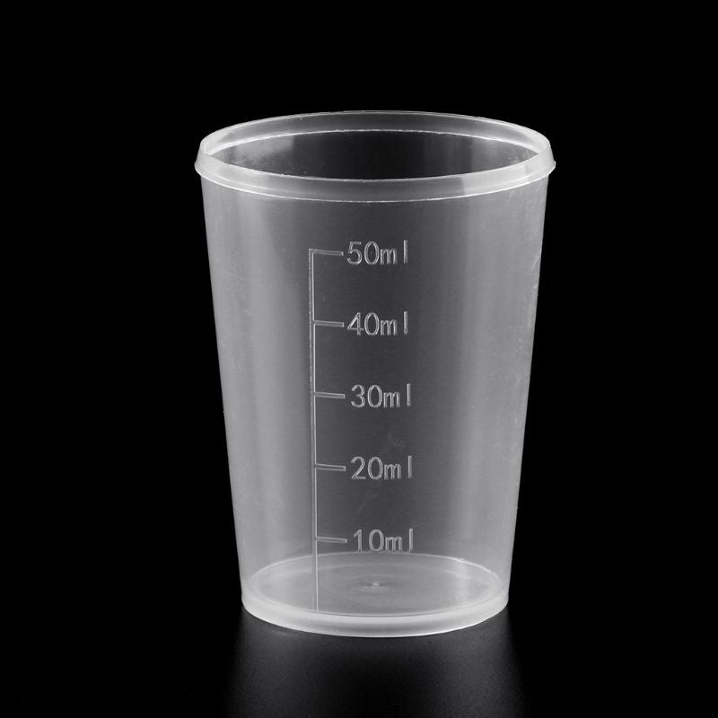 Pack of 10 Reusable 50ML Mixing Cups Plastic Measuring Cups Set with Scale for Mixing Resin Paints School Labs Supplies J60A