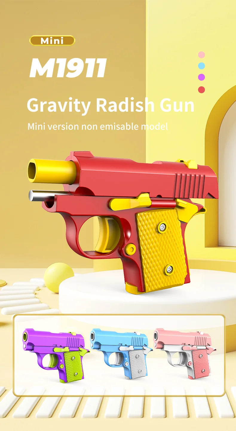 1PC Kids 3D Mini Model Gun 1911 Pistols Hand Toy Pistols For Boys Kids Toy Bullets No Fire Rubber Band Launcher Collection Gifts
