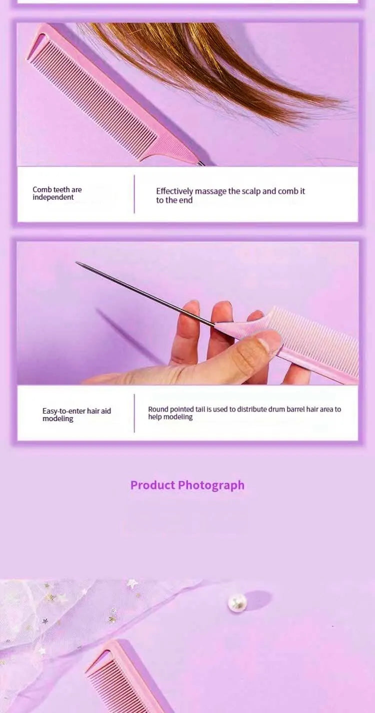 9PCS Alligator Clips and Steel Pins Pointed Tail Picking Comb Heat-resistant Anti-static Supplies Professional Hairdressing