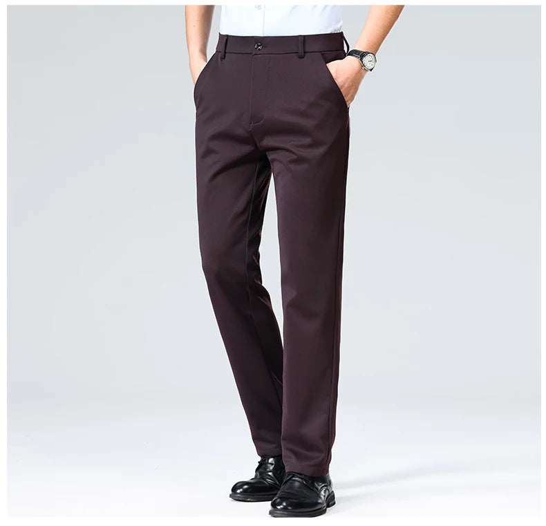 29-42 Men's Summer Thin Fashion Business Casual Suit Pants Long Pants Men's Elastic Straight Sleeve Formal Pants Plus Size