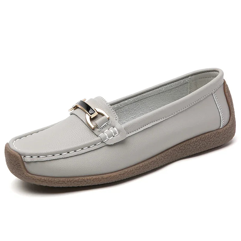 New Summer Sandals For Women100% Genuine Leather Single Shoes, Large-Sized Fashionable Casual Women'S Shoes, Loafers Flat Shoes