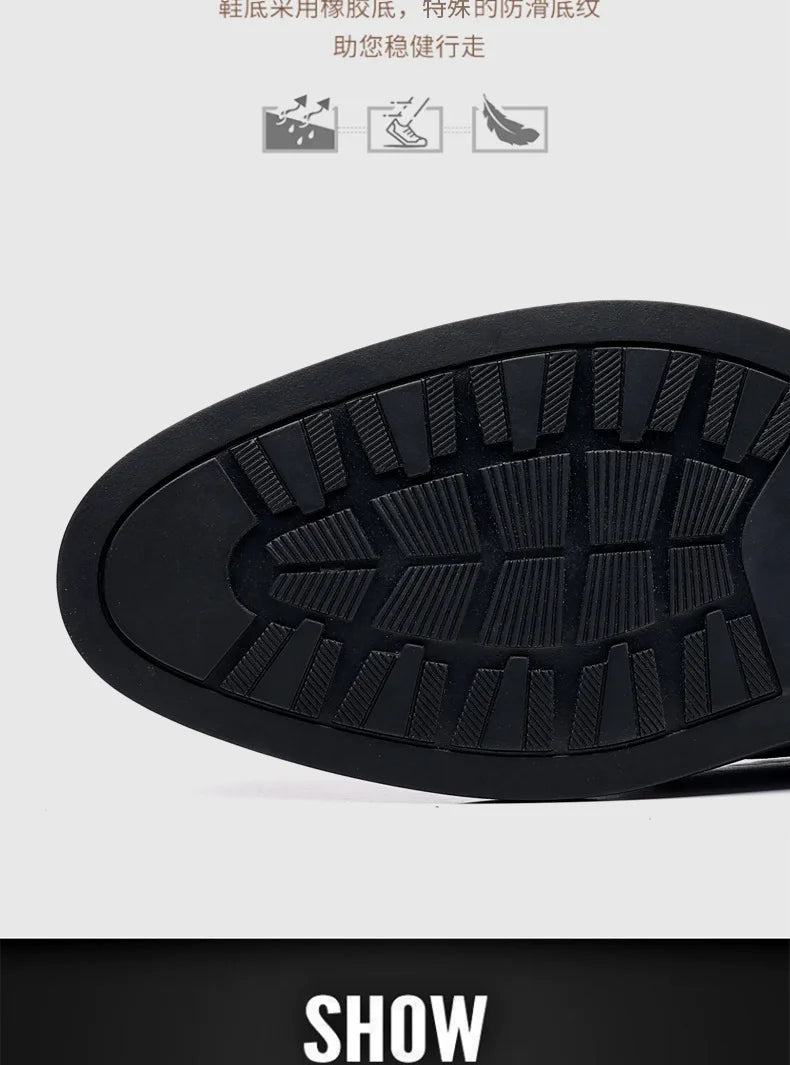 3 6 8cm Heel Men's Dress Shoes New Designer Cow Leather Increase Casual Spring Autumn Black Platform Wedding Shoes Male