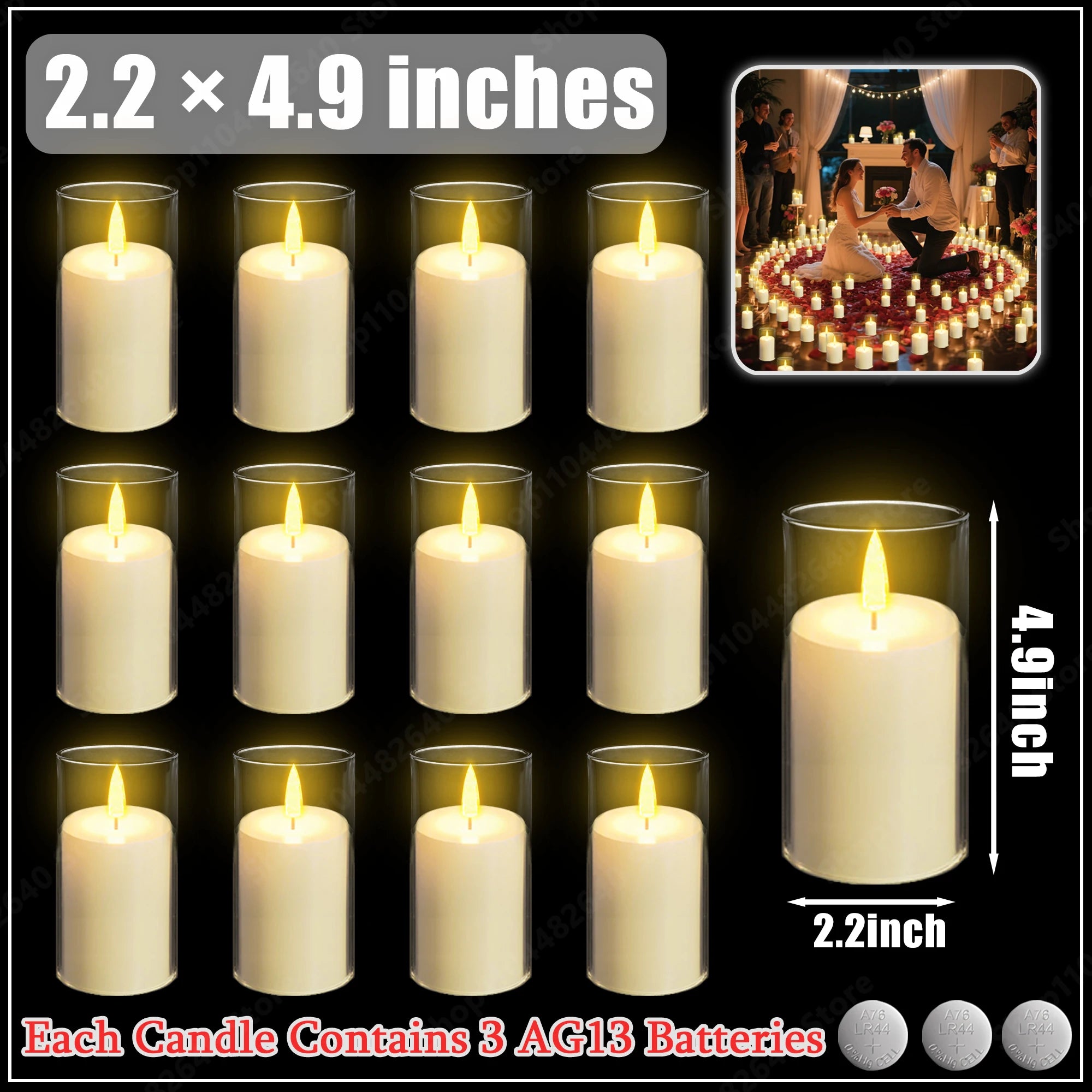 10-240Pcs LED Pillar Candles Wedding Flameless Candle with Battery Powered Flickering Candle Concert Birthday Party Table Decor