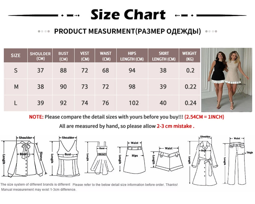 Women Elegant Mini Pleated Dress Suit Fashion O-neck Sleeveless Slim Patchwork Dresses Summer Lady New Chic High Street Robes