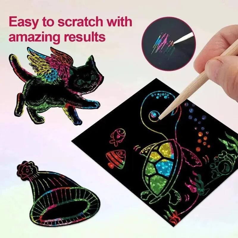 Dazzling Scratch Painting Parent Child Interactive Toys Note Cards Handmade Painting