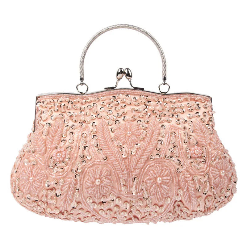 Women Clutch Bags Ladies Beads Evening Bags Wedding Party Bridal Embroidered Handbag Women Solid Retro Small Totes Mini Wallets