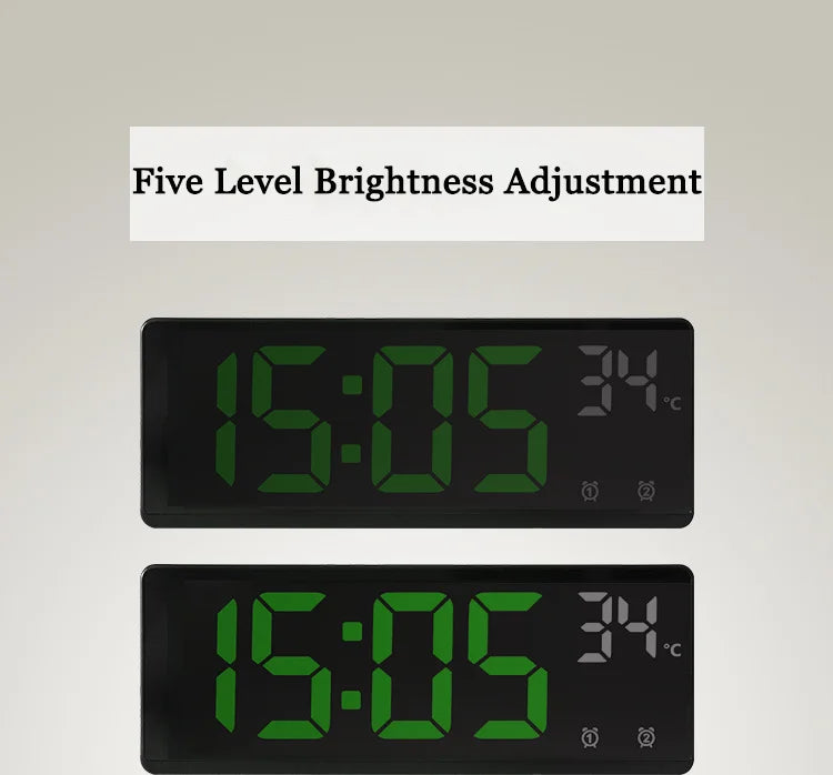 Electronic Clock Voice Control Digital Alarm Clock Temperature Desktop Table Clock Night Mode 12/24H LED Clock Watch Desk