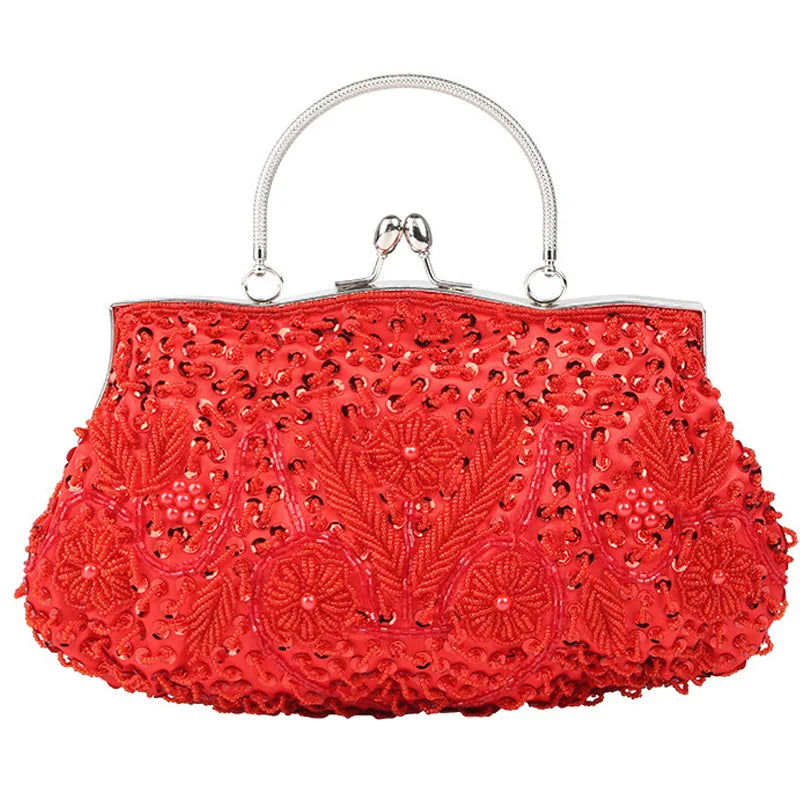 Women Clutch Bags Ladies Beads Evening Bags Wedding Party Bridal Embroidered Handbag Women Solid Retro Small Totes Mini Wallets