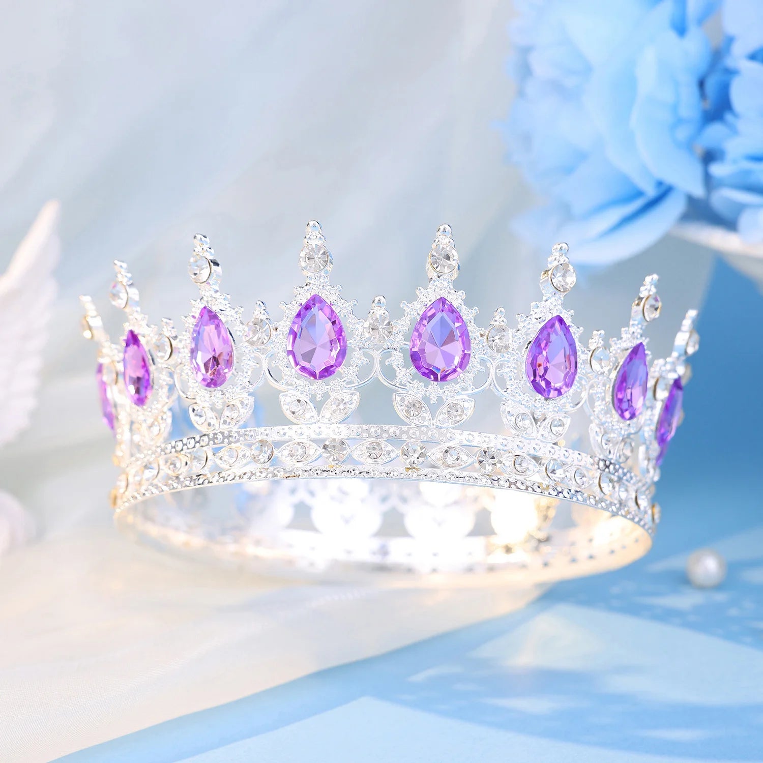 Baroque Round Crystal Tiaras And Crowns Headband Rhinestone Prom Diadem Crown Bridal Wedding Hair Accessories Jewelry Crown Gift