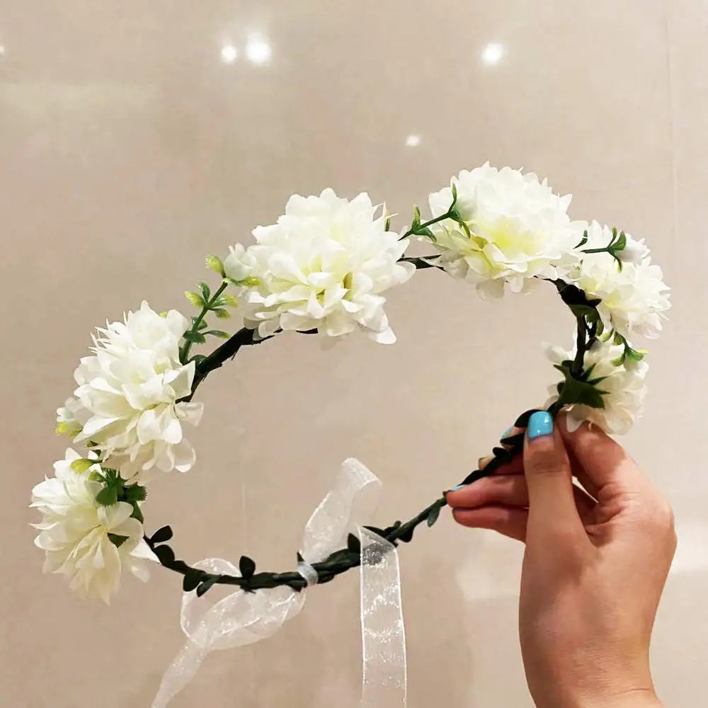 Women Wedding Flower Headband Girls Boho Flowers Headwear Children Headbands Hair Accessories Bride Wreath Beach Garland