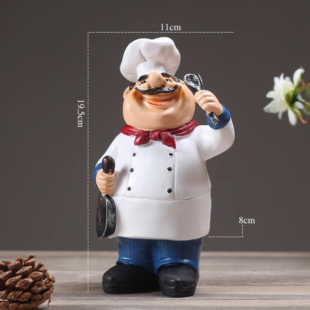 Christmas French Decorative Chef Figurine Ornaments 3D Resin Home Decor for Gourmet Kitchen Decorations Collectible Housewarming