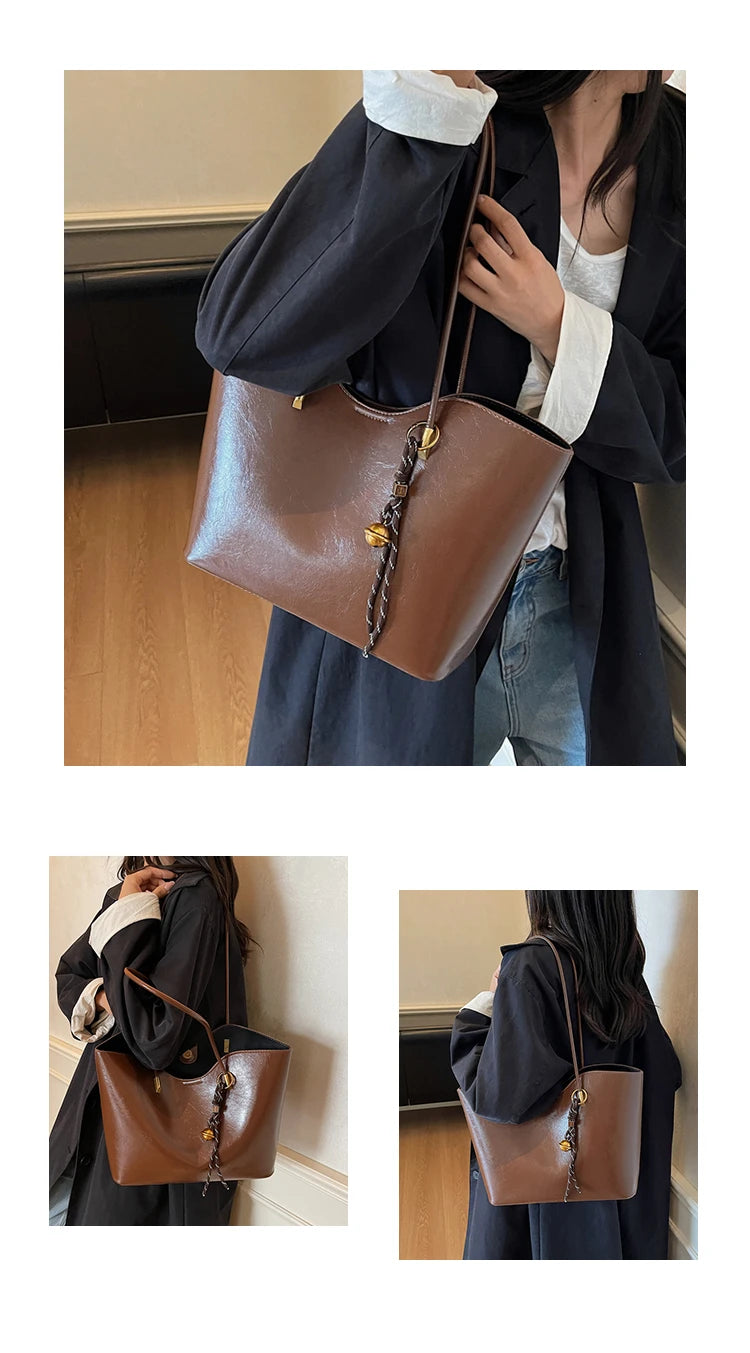 2025 Fashion Tote Bags for Women Versatile Commuting Women's Handbags PU Hasp Large Capacity Shoulder Bags High Quality