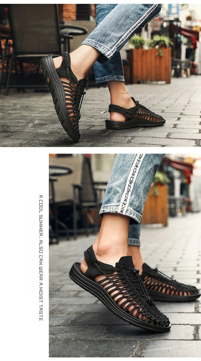 Summer Trend  Men Sandals Handmade Weaving Design Outdoor Beach Slippers Casual Flat Soft Bottom Couple Sandals Sandalias Hombre