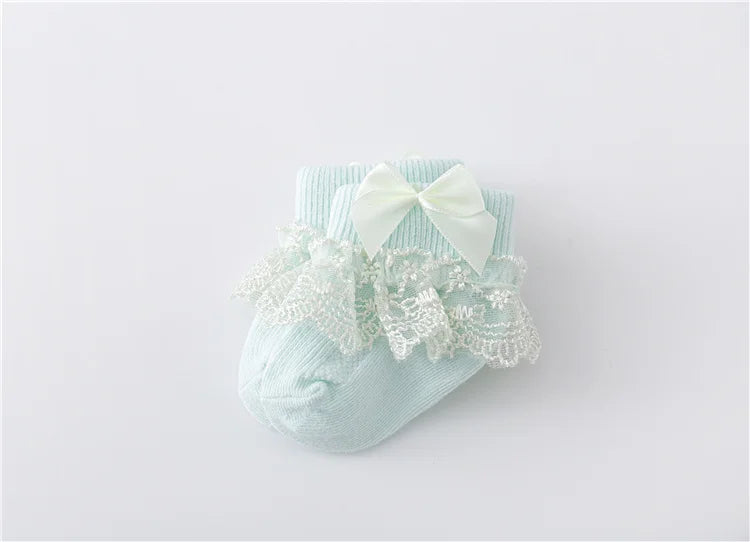 Lawadka 0-24Month Newborn Baby Socks For Girls Cotton Lace Infant Girls Sock Princess Bow Toddler Baby Girls Socks Spring 2024