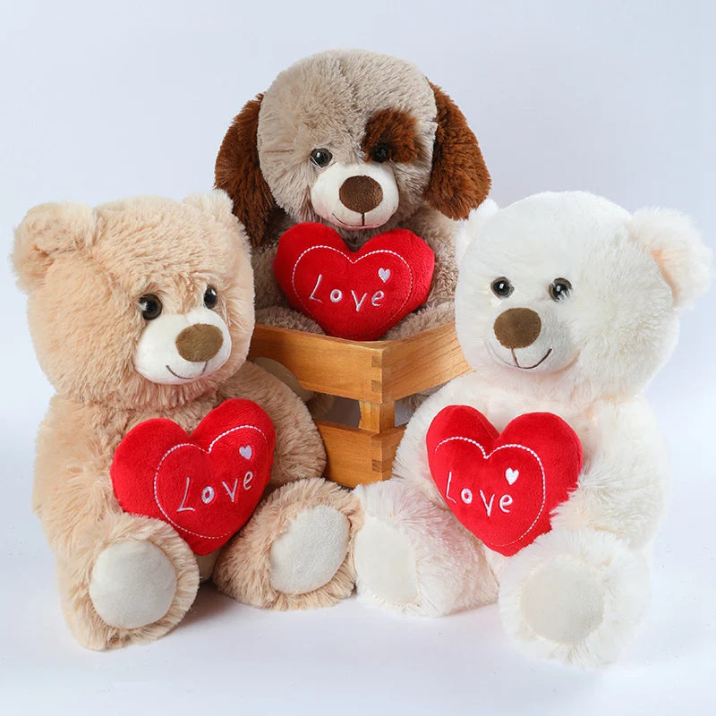 23CM Cute Heart Bear Dog Plush Toys Red Heart Print Love Creative Animal Stuffed Doll For Lovers Valentine's Day Gift