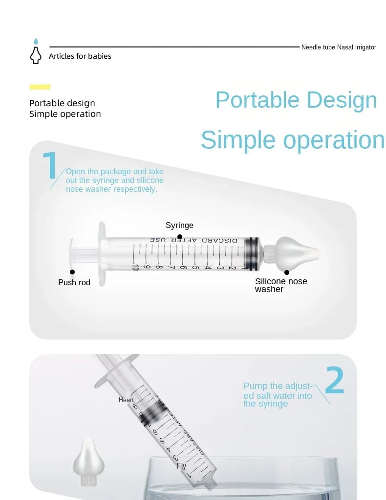 1/2Pcs Needle Tube Baby Nasal Aspirator Syringe Baby Nose Cleaner Rhinitis Nasal Washer Irrigator Baby Nose Washing for Children