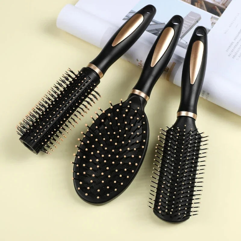 Professional Black Round Hair Brush for Styling and Curling - Portable and Easy to Use