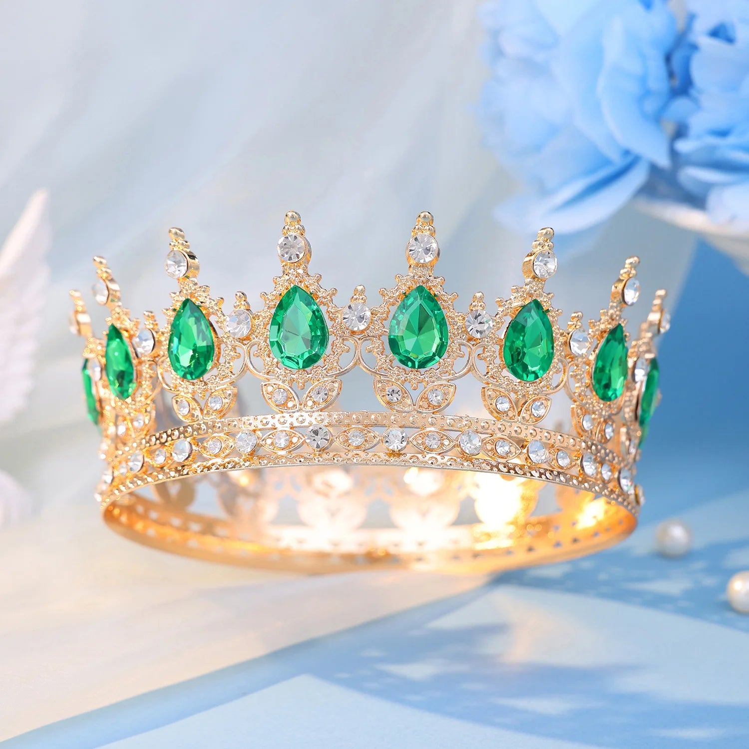 Baroque Round Crystal Tiaras And Crowns Headband Rhinestone Prom Diadem Crown Bridal Wedding Hair Accessories Jewelry Crown Gift
