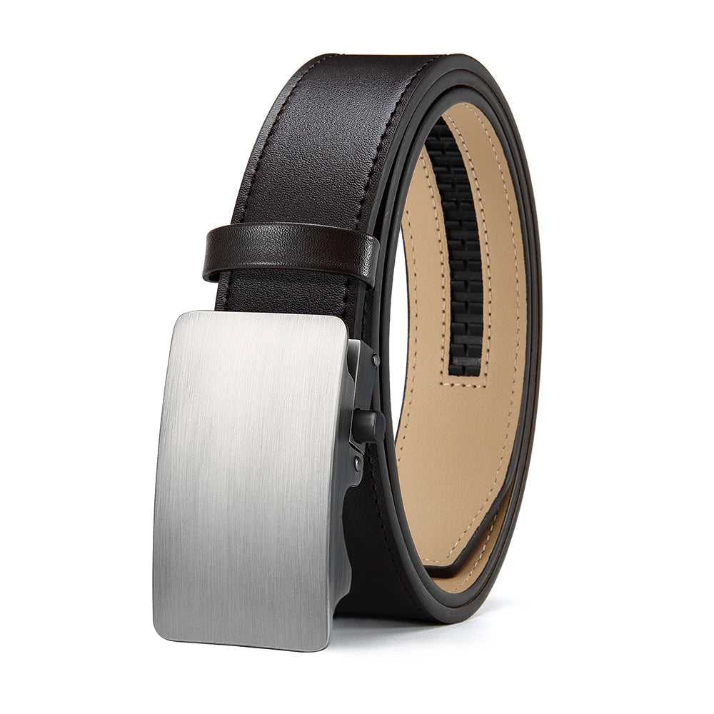 Men's Waist Belt - Men's Ratchet Belt Leather Metal Buckle Formal Pants - Micro Adjustable Waist Belt Can Be Seen Everywhere