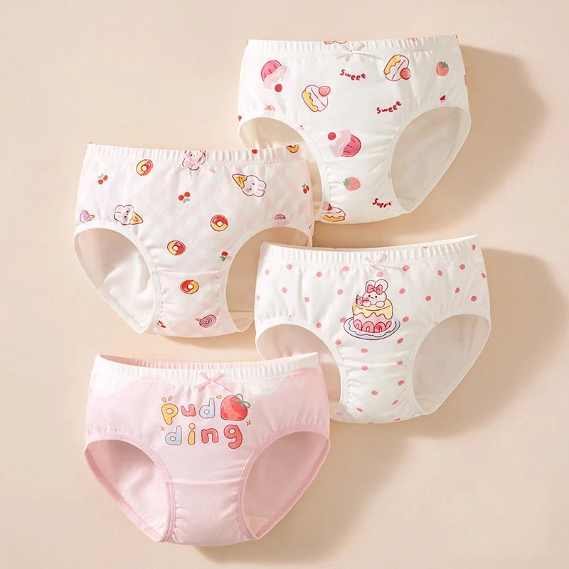 4Pcs/Lot Childen Girls Underwear Cartoon Cute Panties For Girl Cotton Toddlers Kids Breathable 1-14 Years Girls Briefs